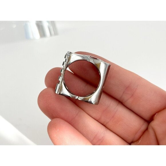 Silver Toned Infinity Double Barrel CZ Gemstone Vintage Ring - sz 9.75 - Picture 7 of 10